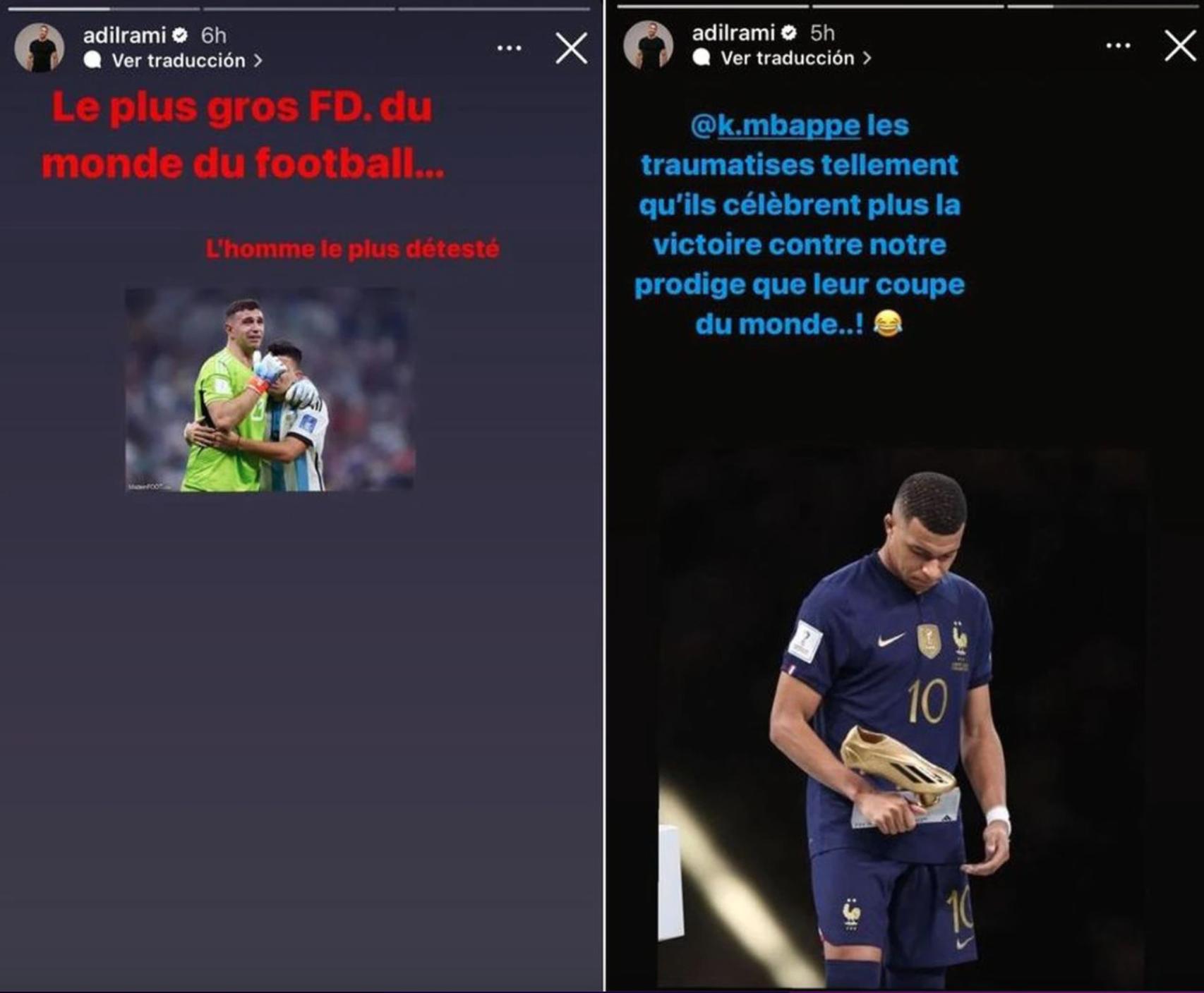 Los mensajes de Adil Rami en Instagram