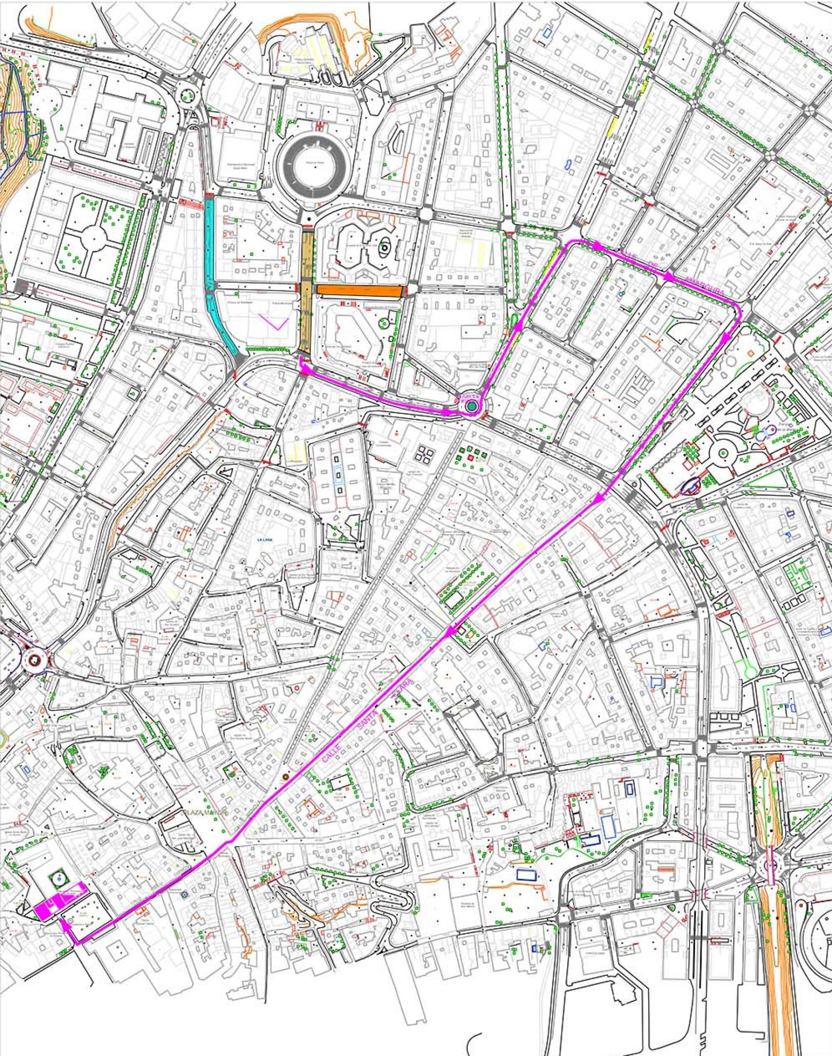 Plano de los cortes de calles por la Cabalgaza