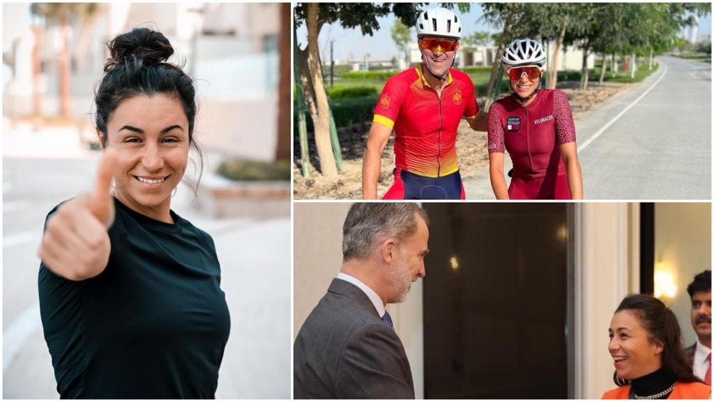 A la izquierda, Carla Pregigueiro. A la derecha, la deportista berciana junto a Luis Enrique y Felipe VI.