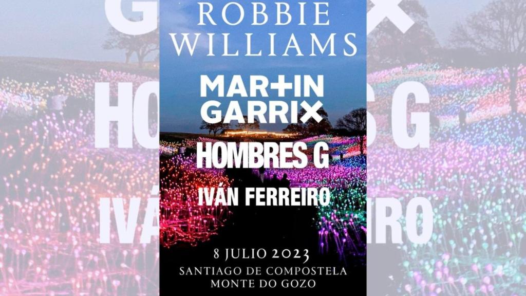 Cartel Robbie Williams en O Monte do Gozo
