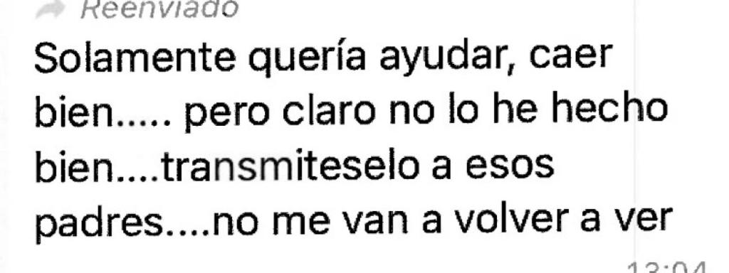 Uno de los mensajes enviados por Miguel al EDMF Churra después de haber sido destituido por incumplir el régimen interno del club.