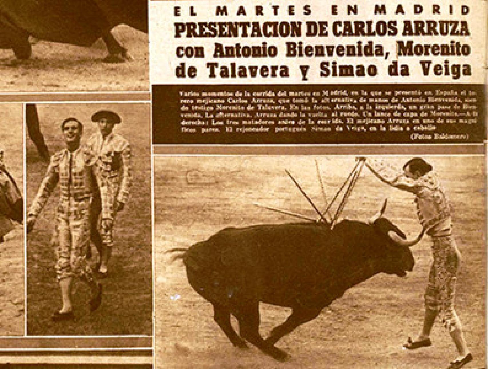 La prensa española y mexicana se hizo eco del debut de Arruza en Madrid