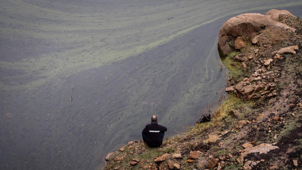 Muestreos en un embalse de A Limia, en Ourense, totalmente contaminado.