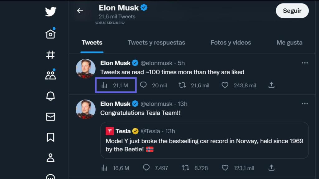 Twitter muestra los datos de visualizaciones