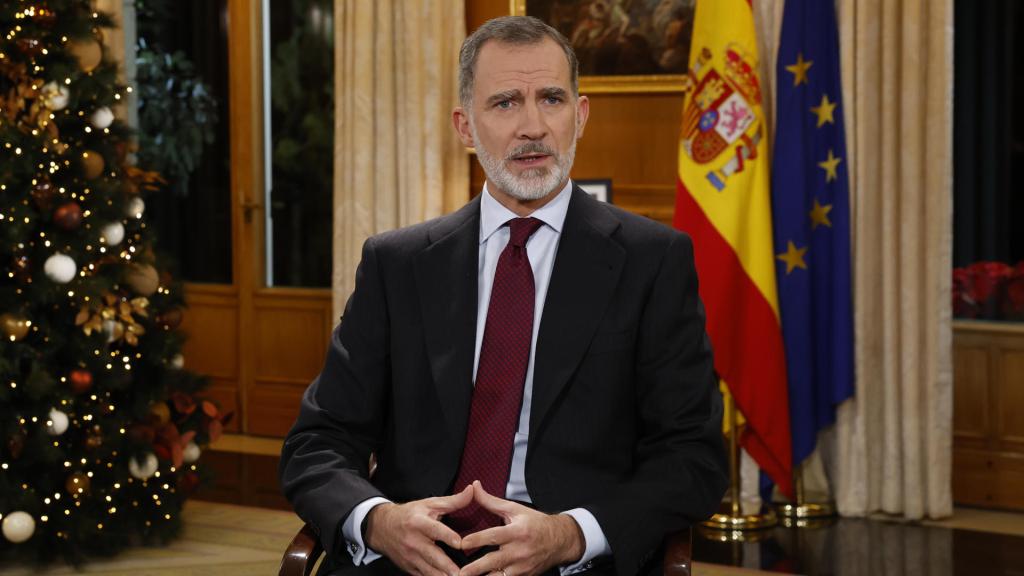 Felipe VI, esta noche durante su mensaje de Navidad.