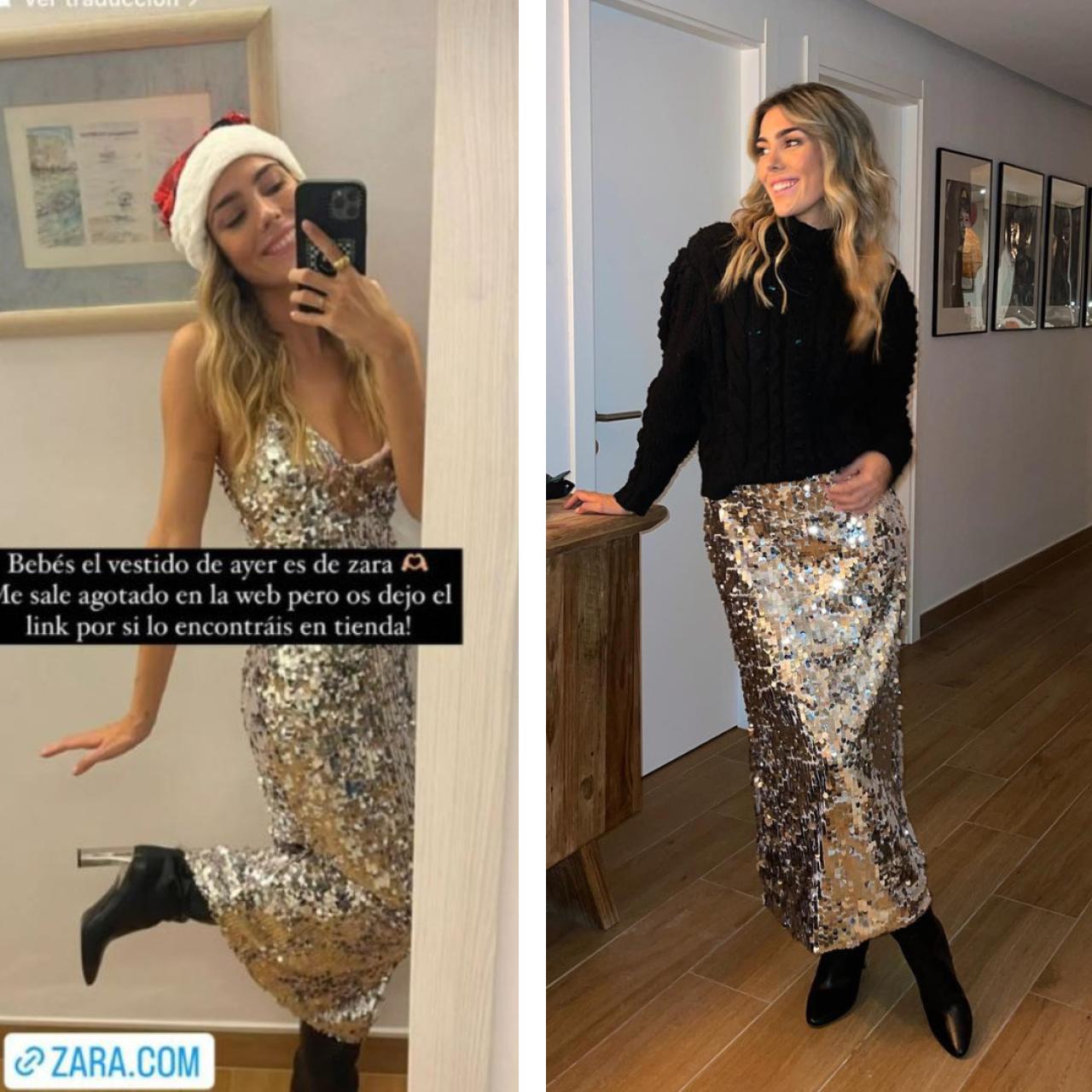 Anna con las dos opciones de su vestido.