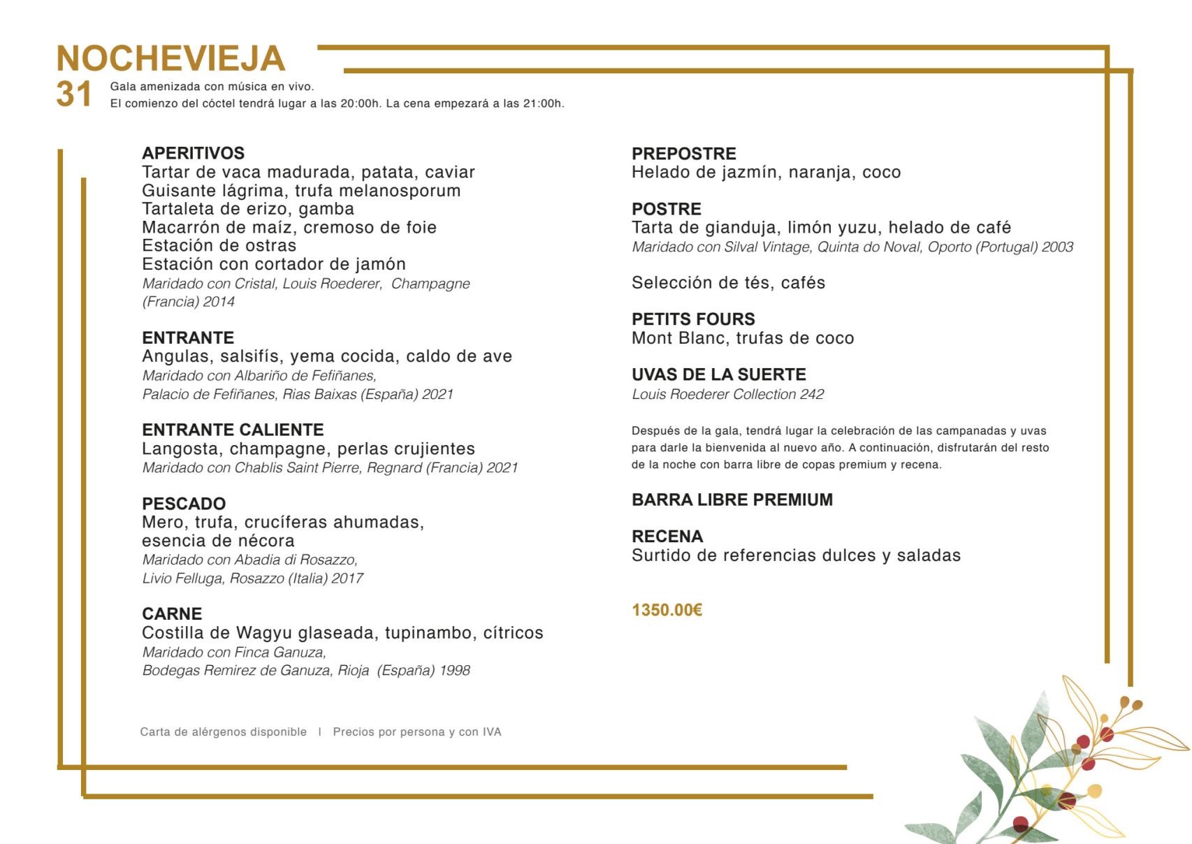 Menú Nochevieja Four Seasons