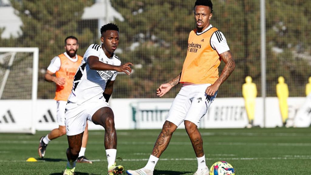 Vinicius y Militao, en un entrenamiento del Real Madrid