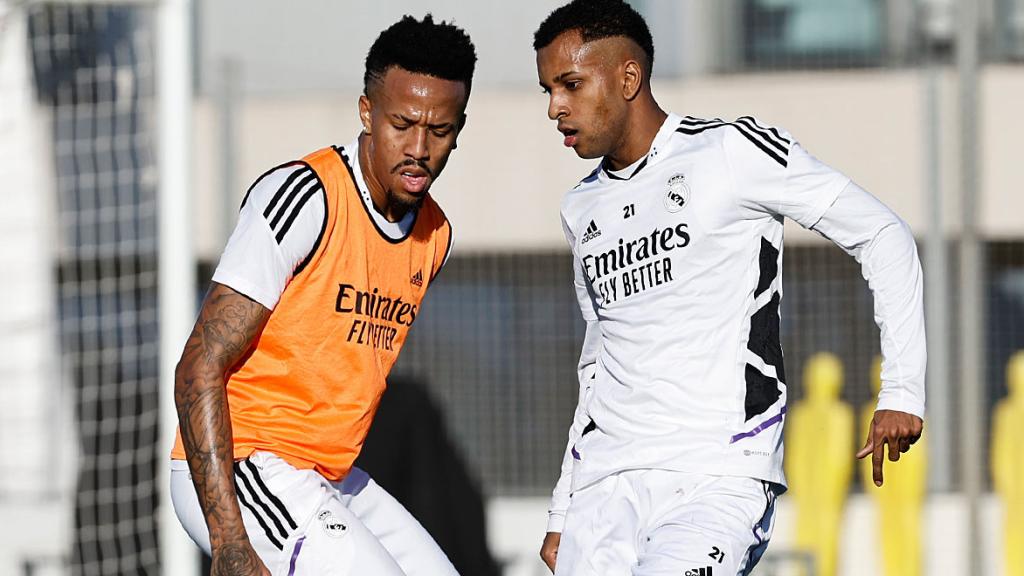 Militao y Rodrygo, en la sesión de reincorporación tras el Mundial