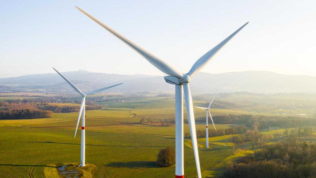 Imagen de archivo de un parque eólico.