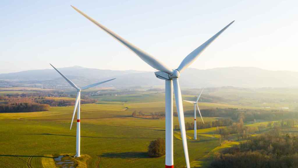 Imagen de archivo de un parque eólico.