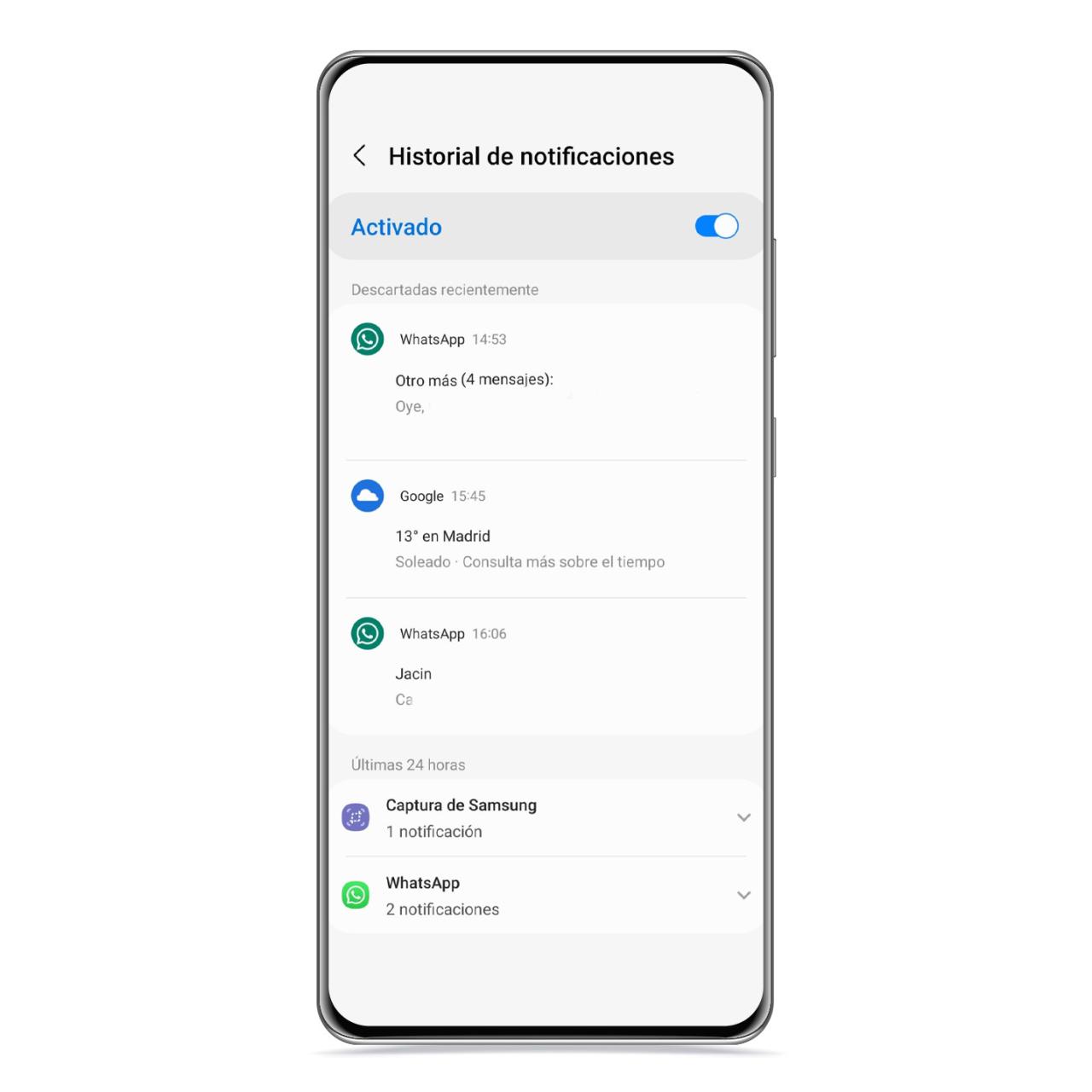 Historial de notificaciones en Android