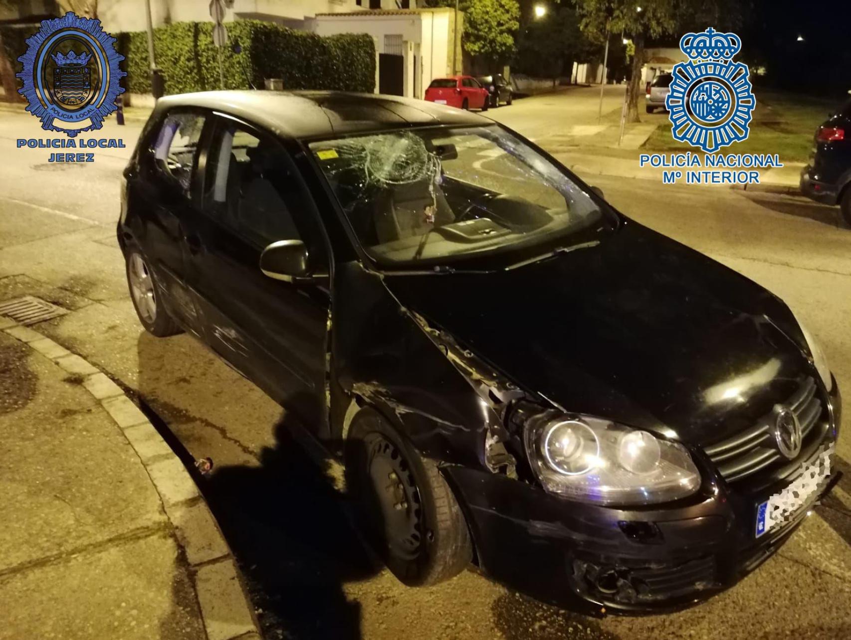 Imagen del coche siniestrado en el suceso del atropello múltiple.