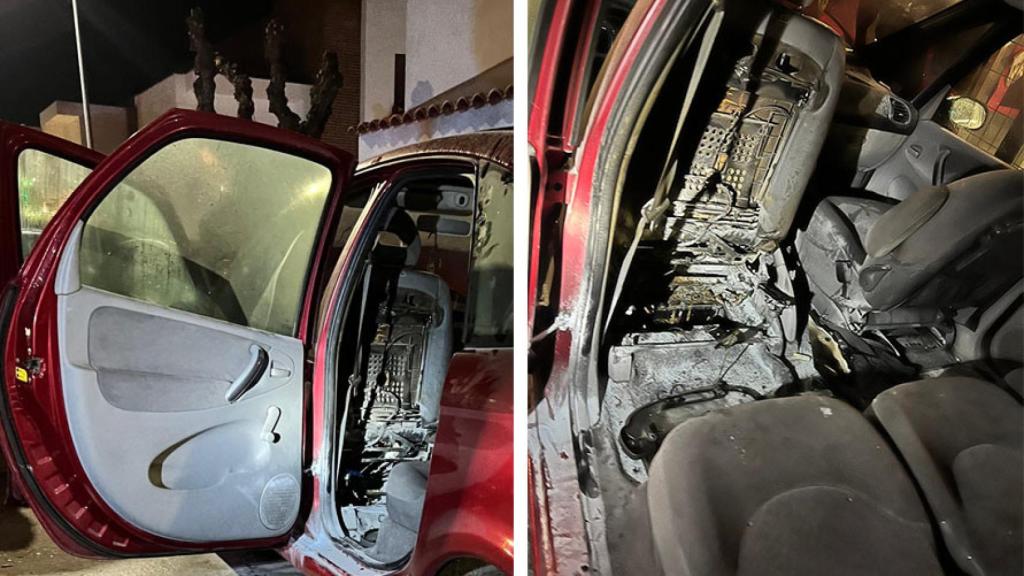 Imágenes del fuego en un vehículo en la provincia de Valladolid