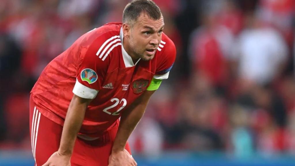 El delantero Dzyuba, en un partido con la selección rusa.