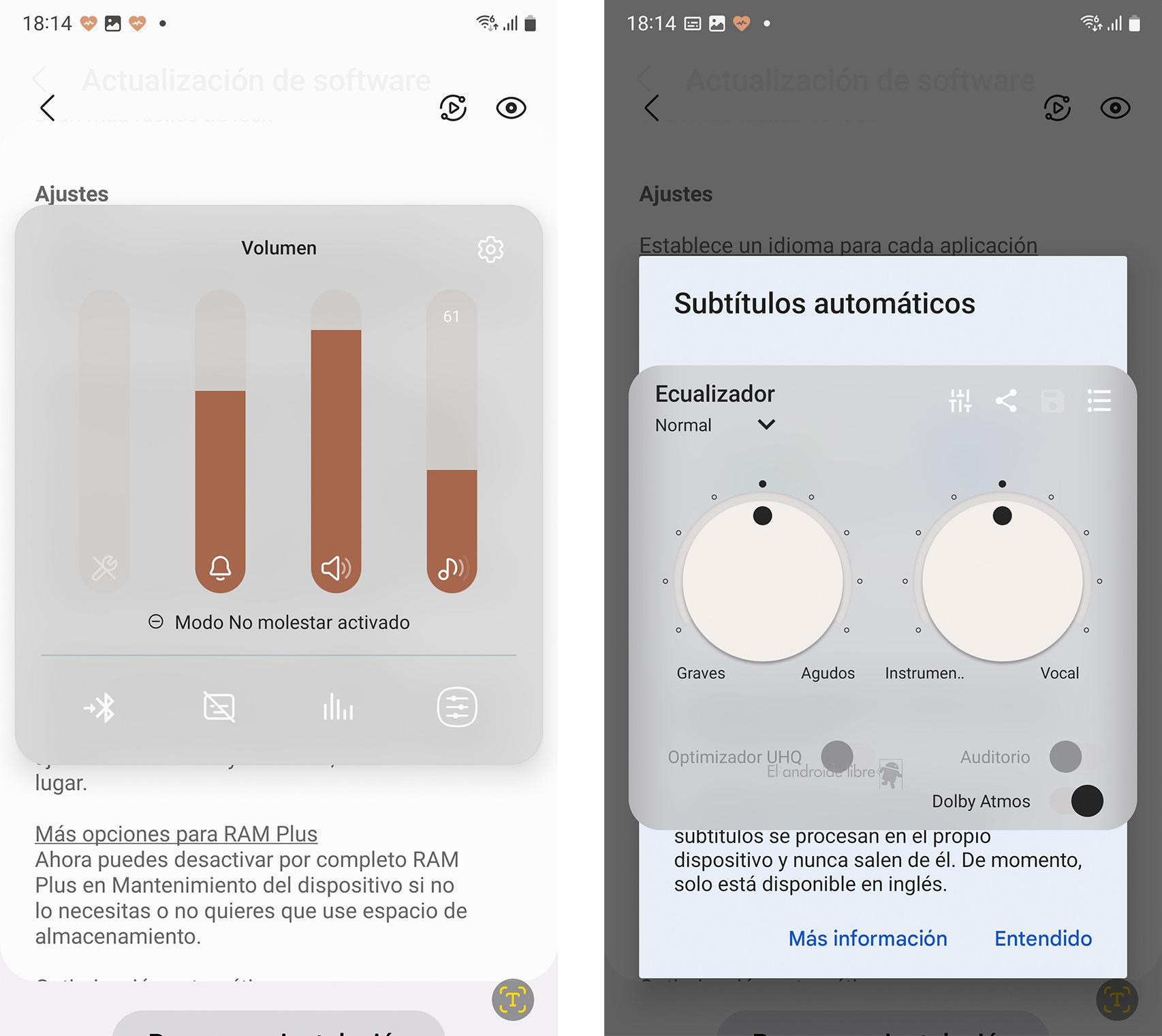 Los ajustes de volumen también han recibido el cariño de One UI 5