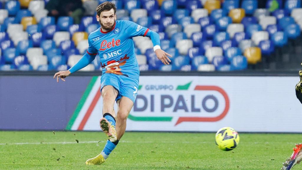 Khvicha Kvaratskhelia, en un partido del SSC Nápoles de la temporada 2022/2023