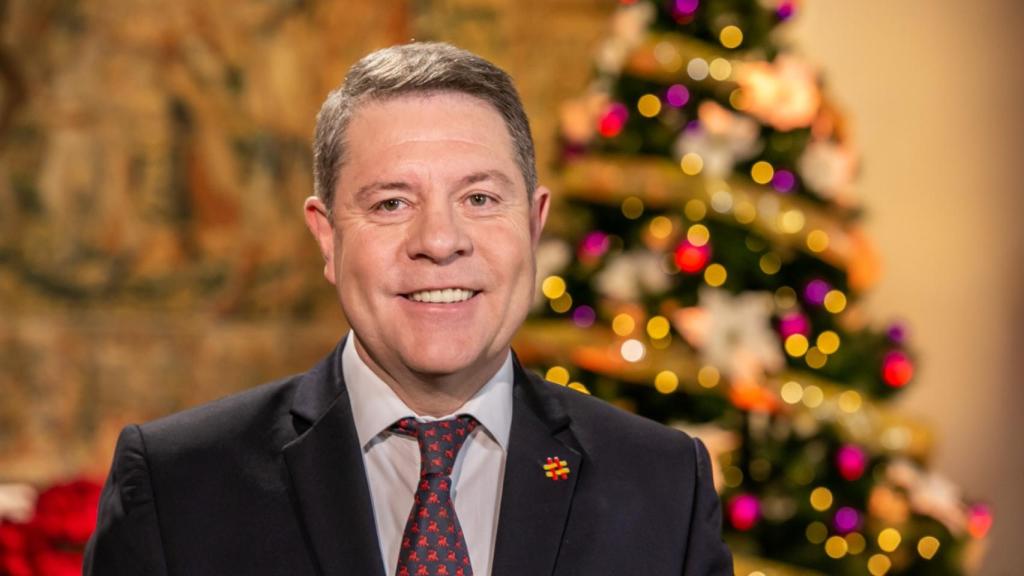 Emiliano García-Page, presidente de Castilla-La Mancha, durante la grabación de su discurso de Nochevieja