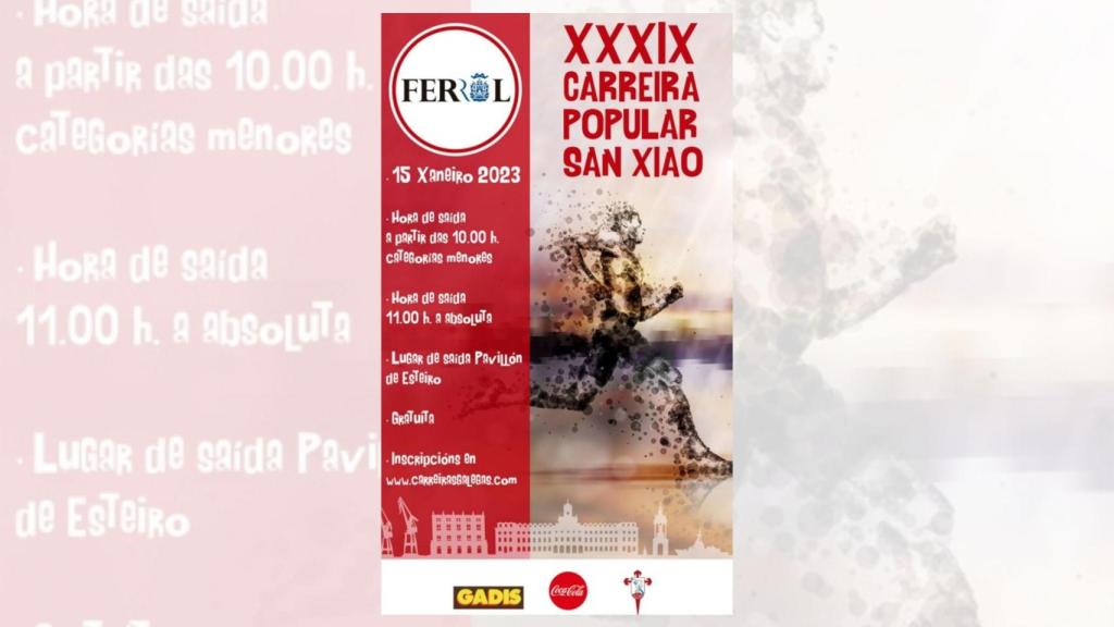 Abierto el plazo de inscripción en la XXXIX carrera popular San Xiao de Ferrol