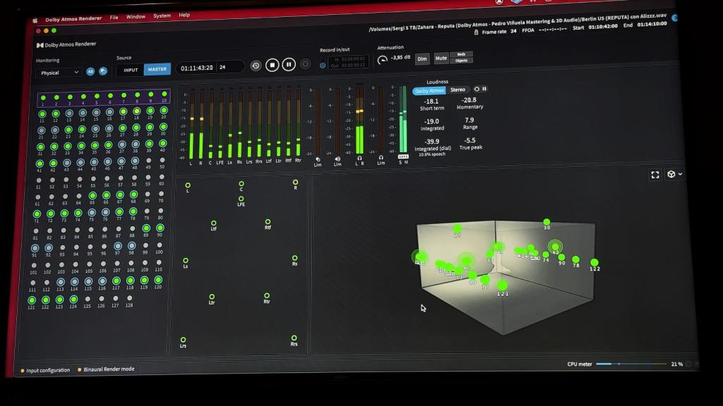 Distribución de pistas de sonidos en torno al usuario