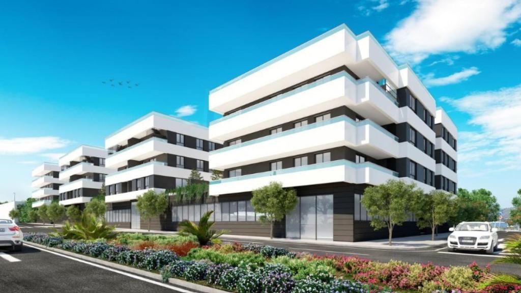 Infografía de una nueva promoción inmobiliaria en Campanillas.