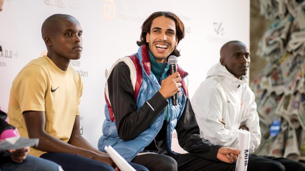 Katir, durante la charla de la presentación de la San Silvestre Vallecana.