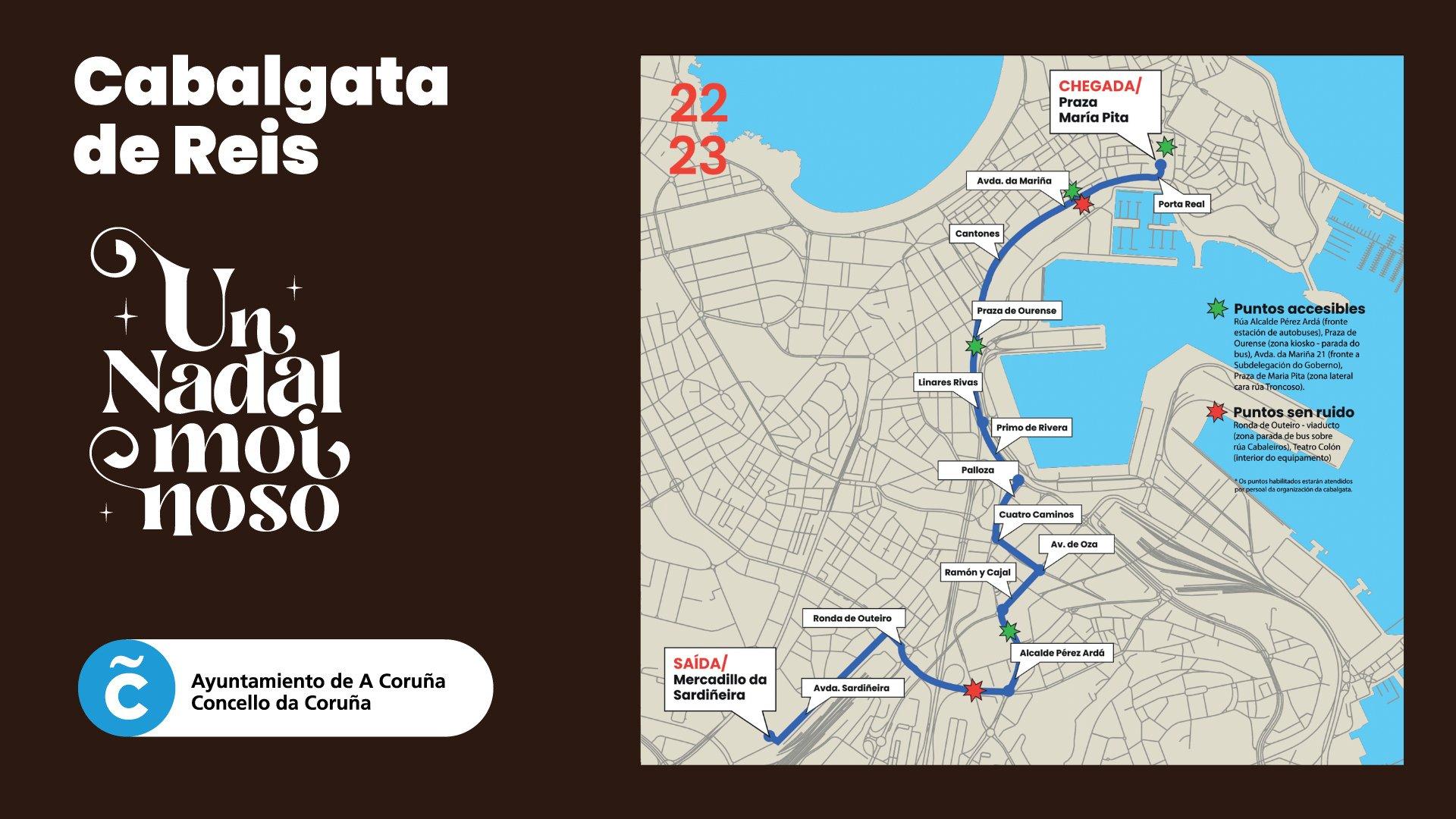 Recorrido de la Cabalgata de Reyes de A Coruña (Concello da Coruña).