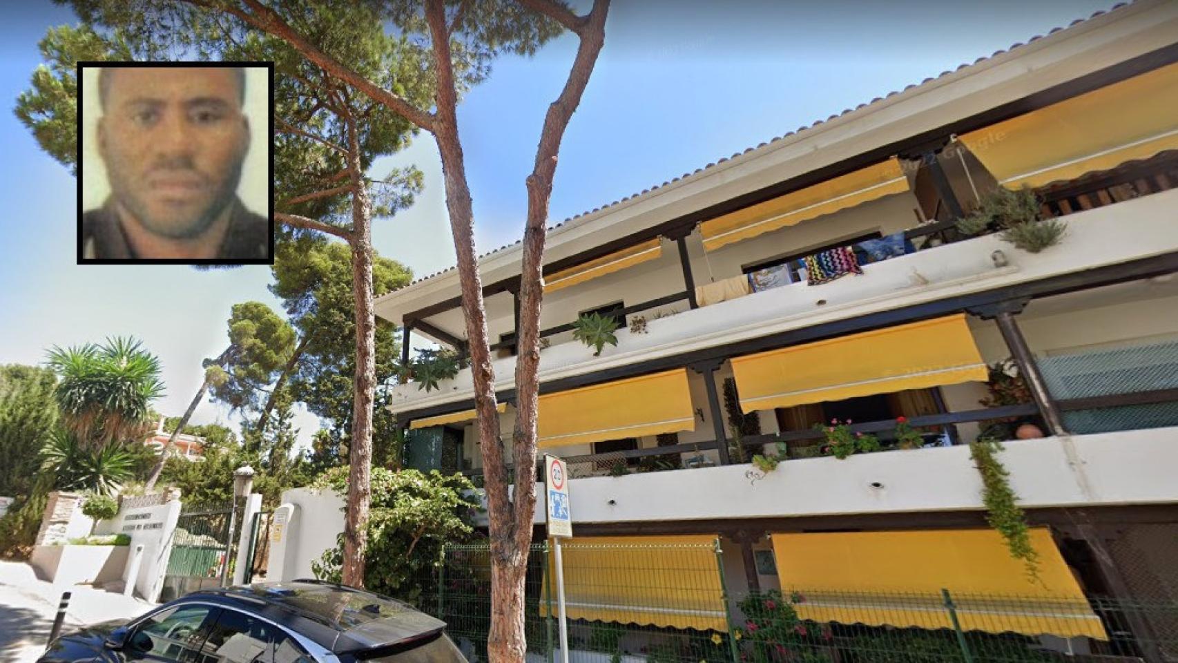 Vista de la fachada del residencial marbellí donde posee una vivienda Carmelo Ovono Obiang.