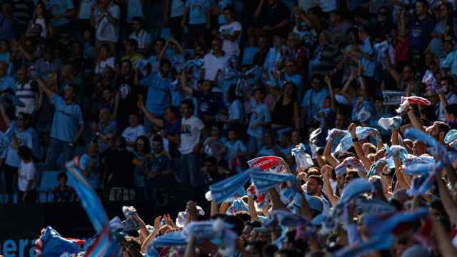 Celebración de un gol del Celta en Balaídos.