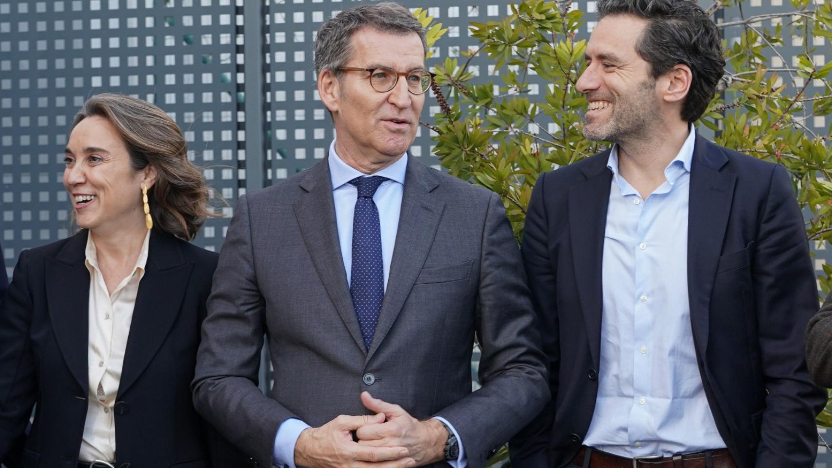 Cuca Gamarra, Feijóo y Borja Sémper, esta semana en Madrid.