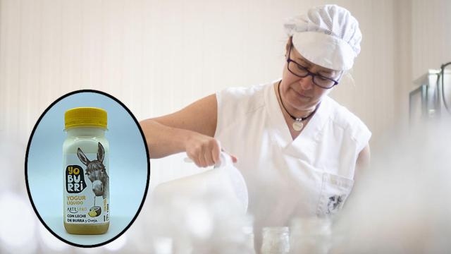 Raquel Arranz en su quesería de Sacramenia y 'Yoburri'