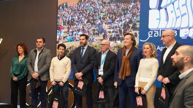 Lete, Aneiros y González, en la derecha de la imagen, tras la presentación en Fitur.