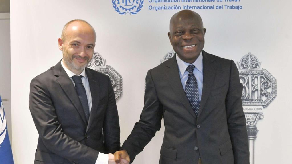 El consejero delegado de Inditex y el director general de la OIT, Gilbert F. Houngbo