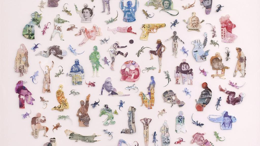 Detalle de 'Money makes the world goes around' (2012), de Carlos Aires. ©ADN Galería