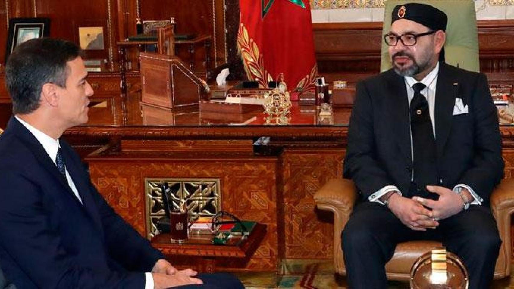 Pedro Sánchez, en su primera audiencia con el rey Mohamed VI de Marruecos.