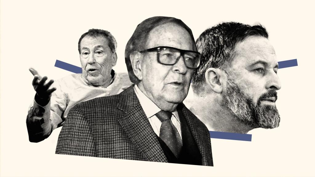 Fernando Sánchez Dragó, Ramón Tamames y Santiago Abascal, protagonistas de la moción de censura de Vox.