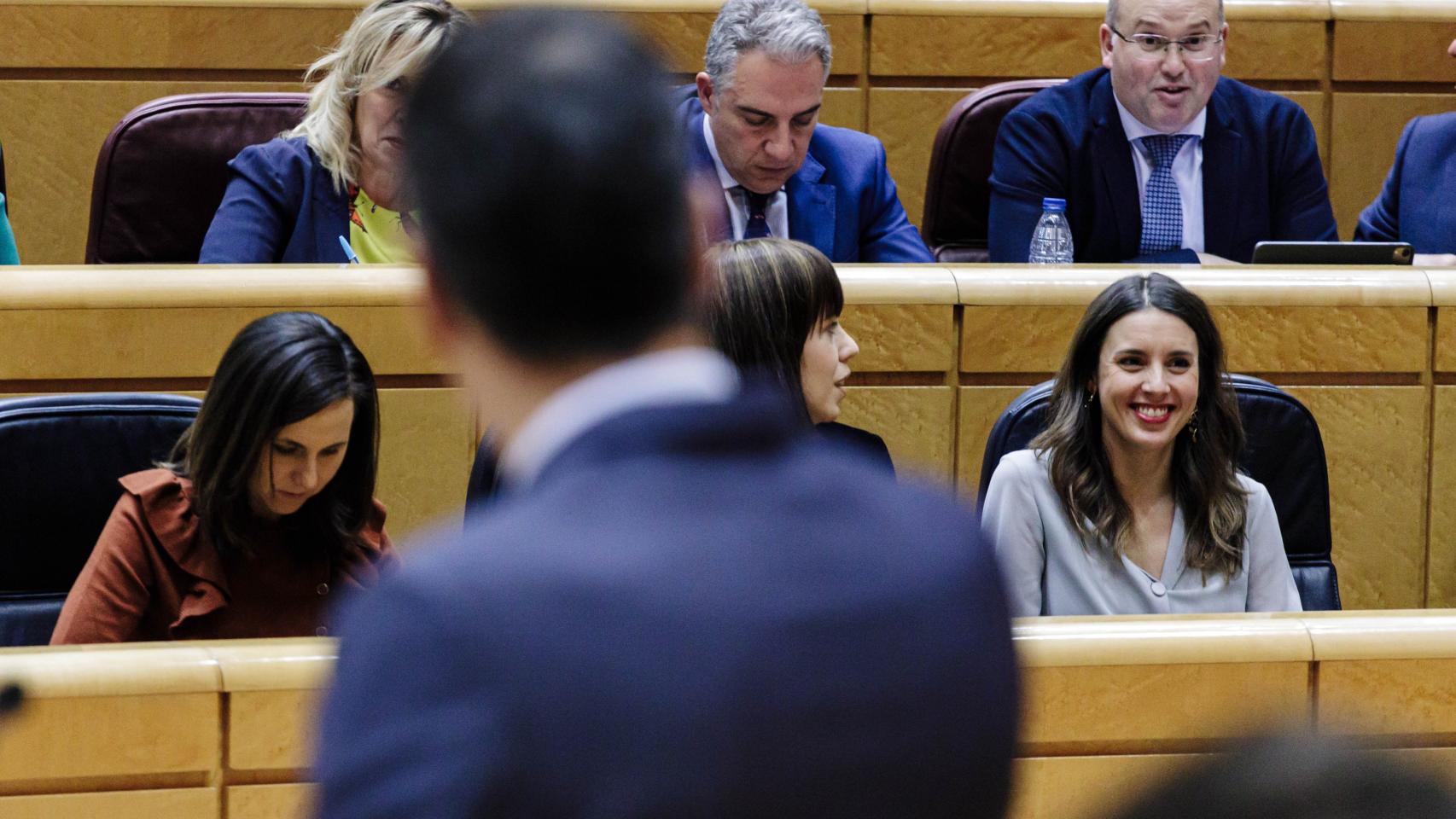 La ministra de Igualdad, Irene Montero, el martes en el pleno del Senado al que acudió Pedro Sánchez.