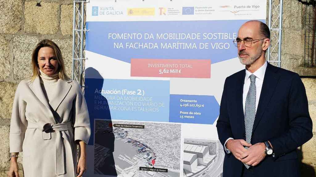 La delegada territorial de la Xunta en Vigo, Marta Fernández-Tapias, y el presidente de la Autoridad Portuaria de Vigo, Jesús Vázquez Almuiña.