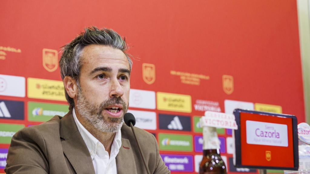 Jorge Vilda, en rueda de prensa con la Selección