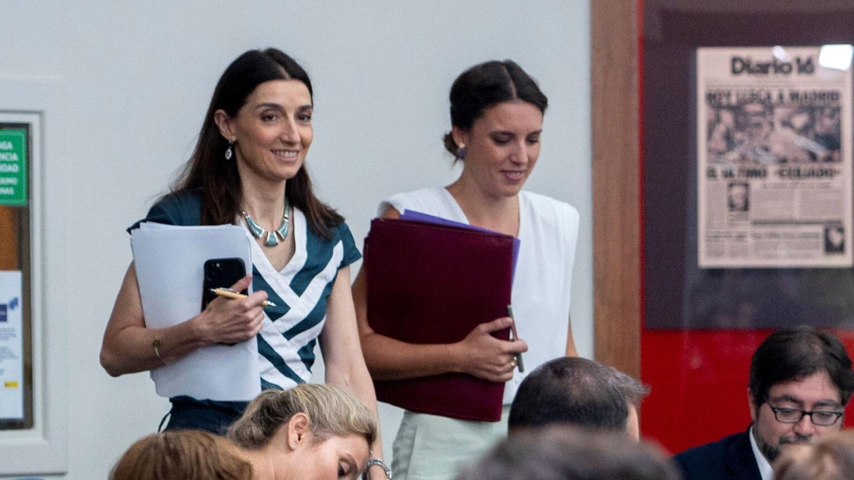 Las ministras de Justicia e Igualdad, Pilar Llop e Irene Montero, en una imagen de archivo.