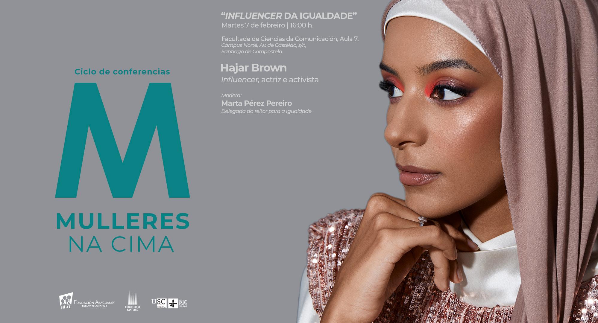 El cartel de la charla de Hajar Brown en Santiago