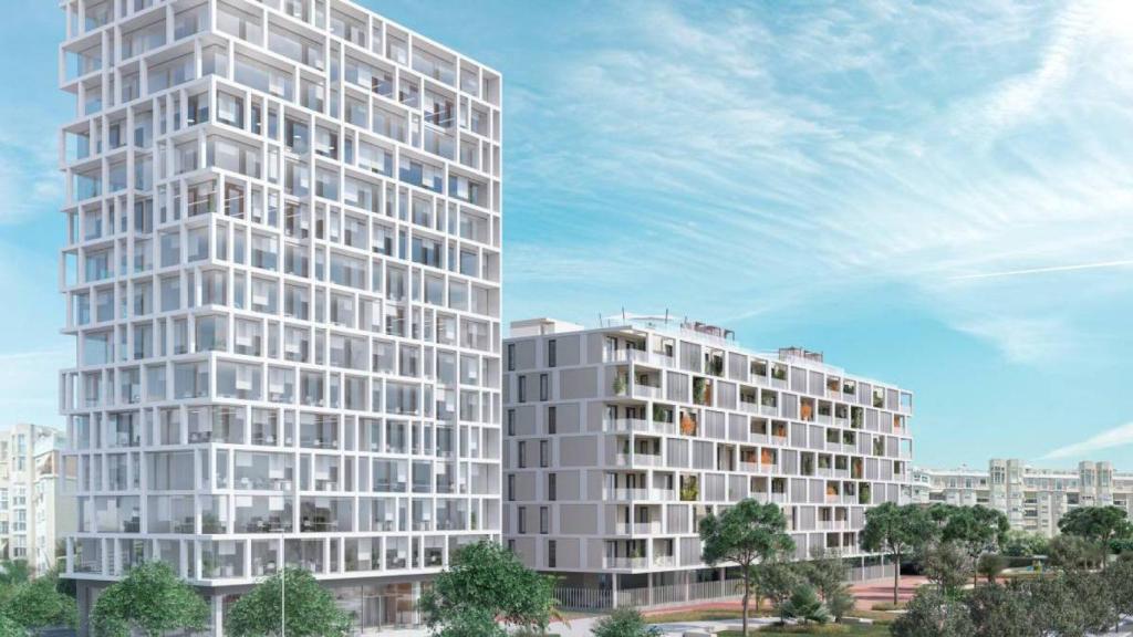 Infografía del desarrollo previsto en los suelos de las antiguas cocheras de Portillo, en Málaga.