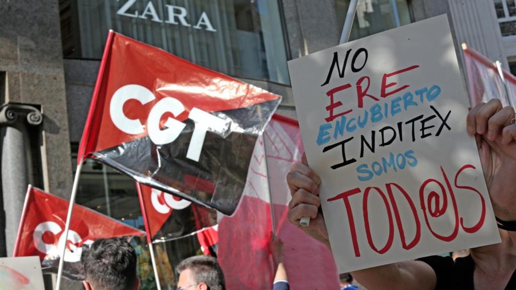 Una manifestación convocada por CGT contra Inditex en una imagen de archivo.