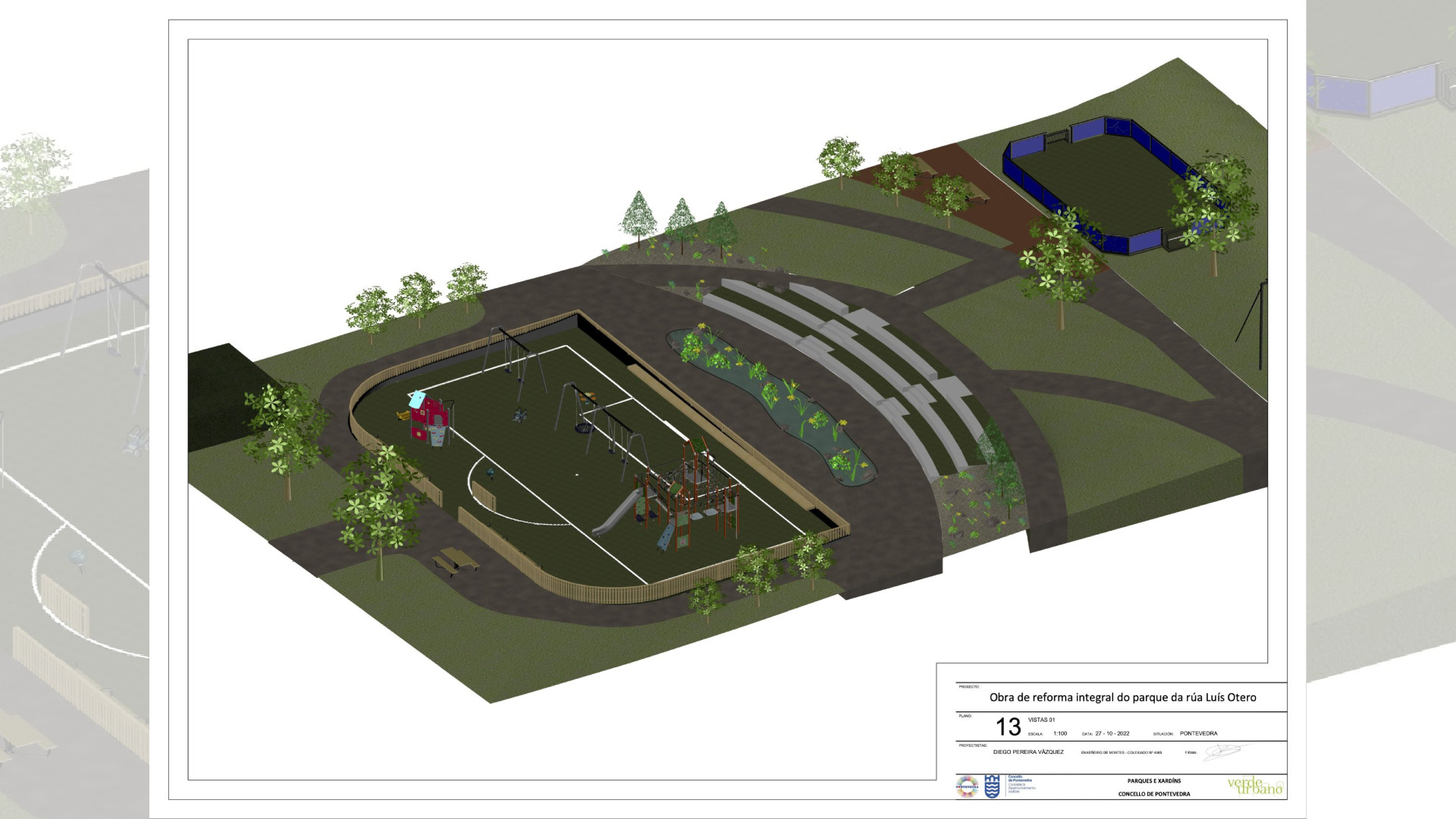 Infografía del nuevo parque de Pasarón. Imagen: Concello de Pontevedra