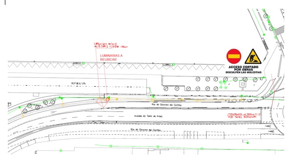 Plano del corte en Beiramar este miércoles. Infografía: Puerto de Vigo