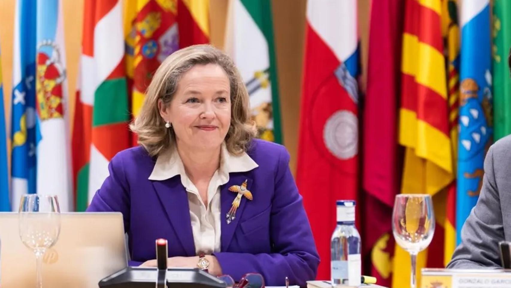 La vicepresidenta primera, Nadia Calviño, en la Conferencia Sectorial con los consejeros de las CCAA.