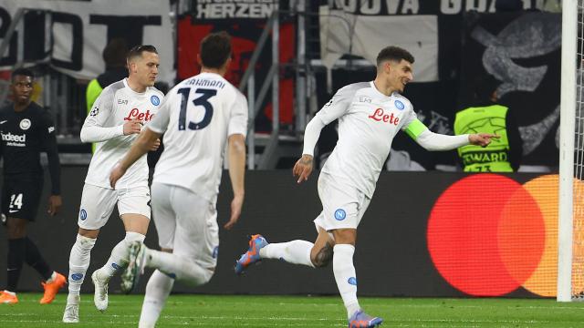 Di Lorenzo celebra el segundo gol del Nápoles.
