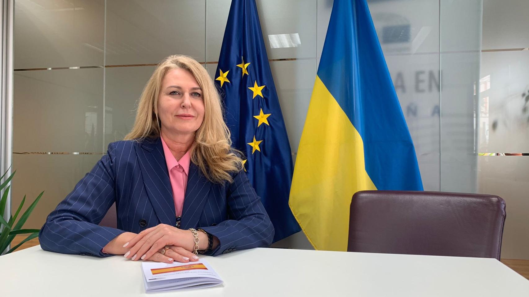 La eurodiputada polaca Elzbieta Lukacijewska, este miércoles en la sede madrileña del Parlamento Europeo.