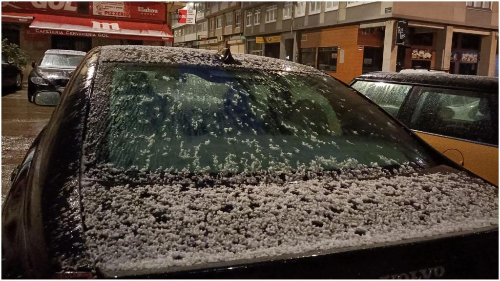 Granizo en A Coruña esta mañana.