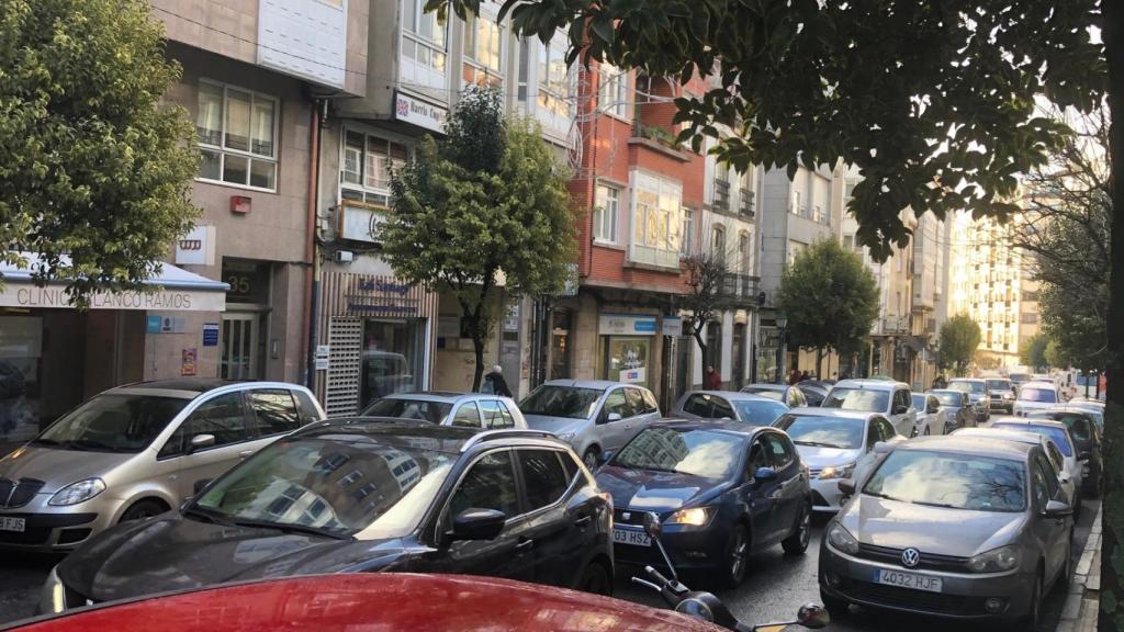 Bateeiros colapsando la rúa do Hórreo en Santiago de Compostela